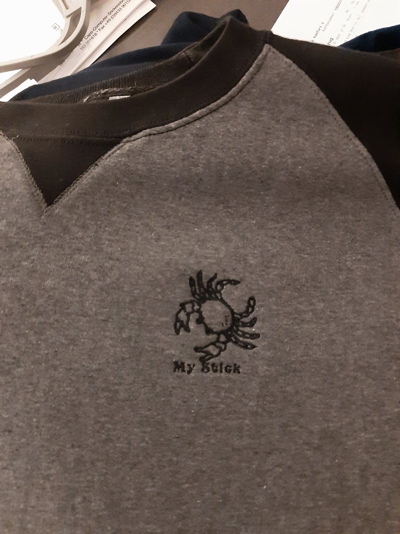 Graues Sweatshirt mit Ton-in-Ton gesticktem Motiv